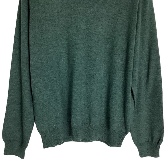 J Crew 100% Italian Merino Wool V Neck Pullover Sweater in Hunter Green - Picture 5 of 13
